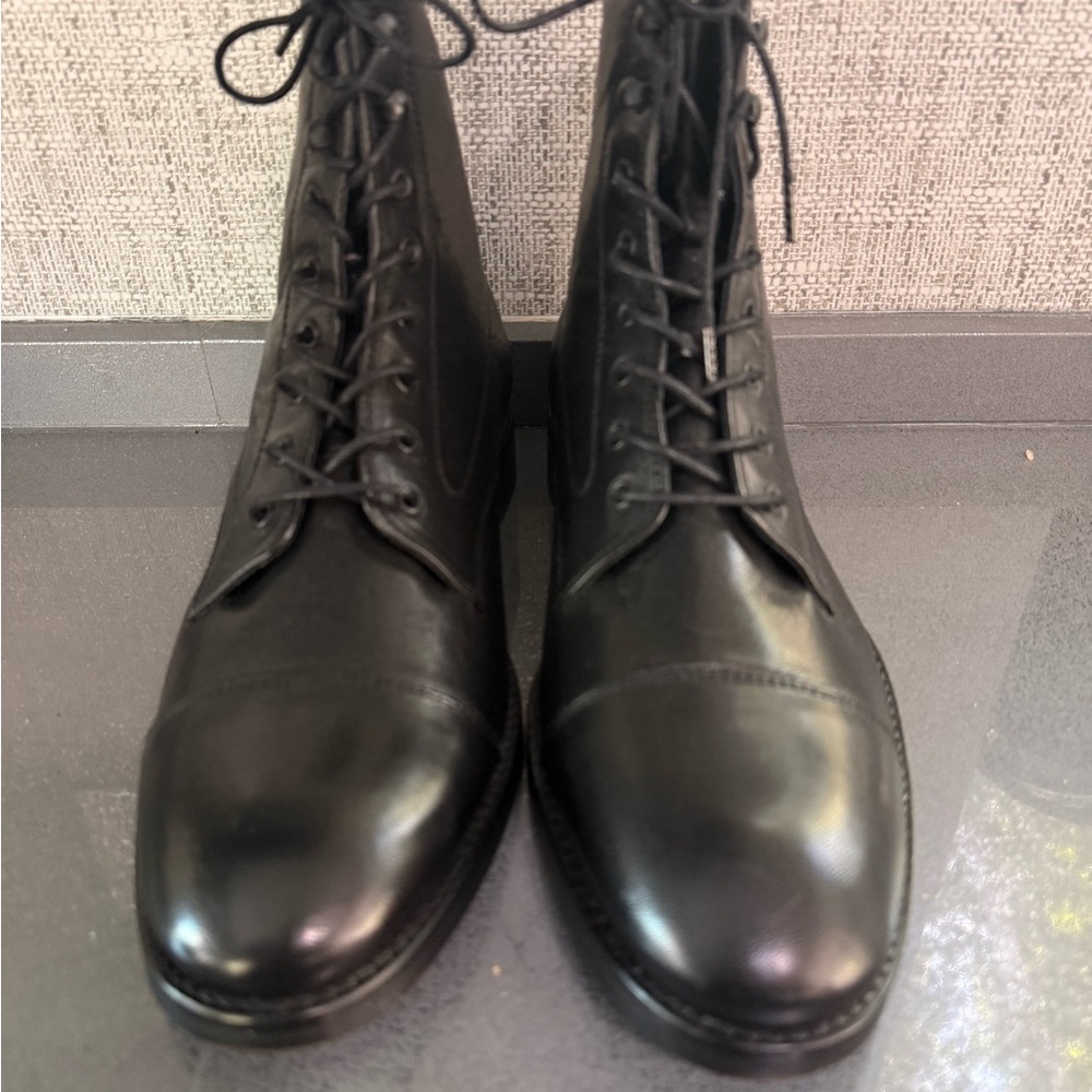 New! The Kooples Black Leather Lace-Up Combat Boots. FR 41/US 10 - Picture 9 of 10